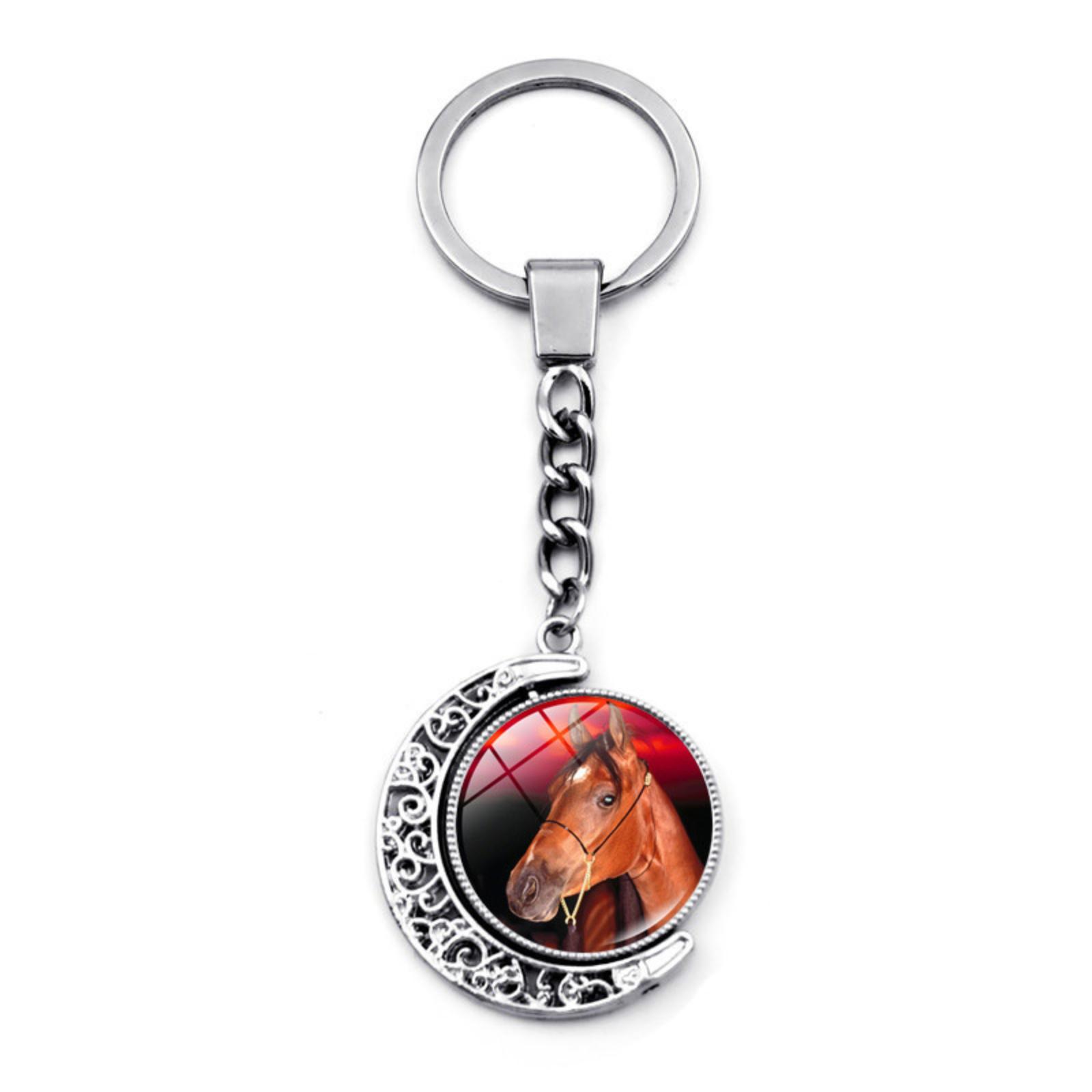 

Year Of Horse Commemorative Keychain/bag Charm, Double-sided Rotating Pendant Key Ring. One Size