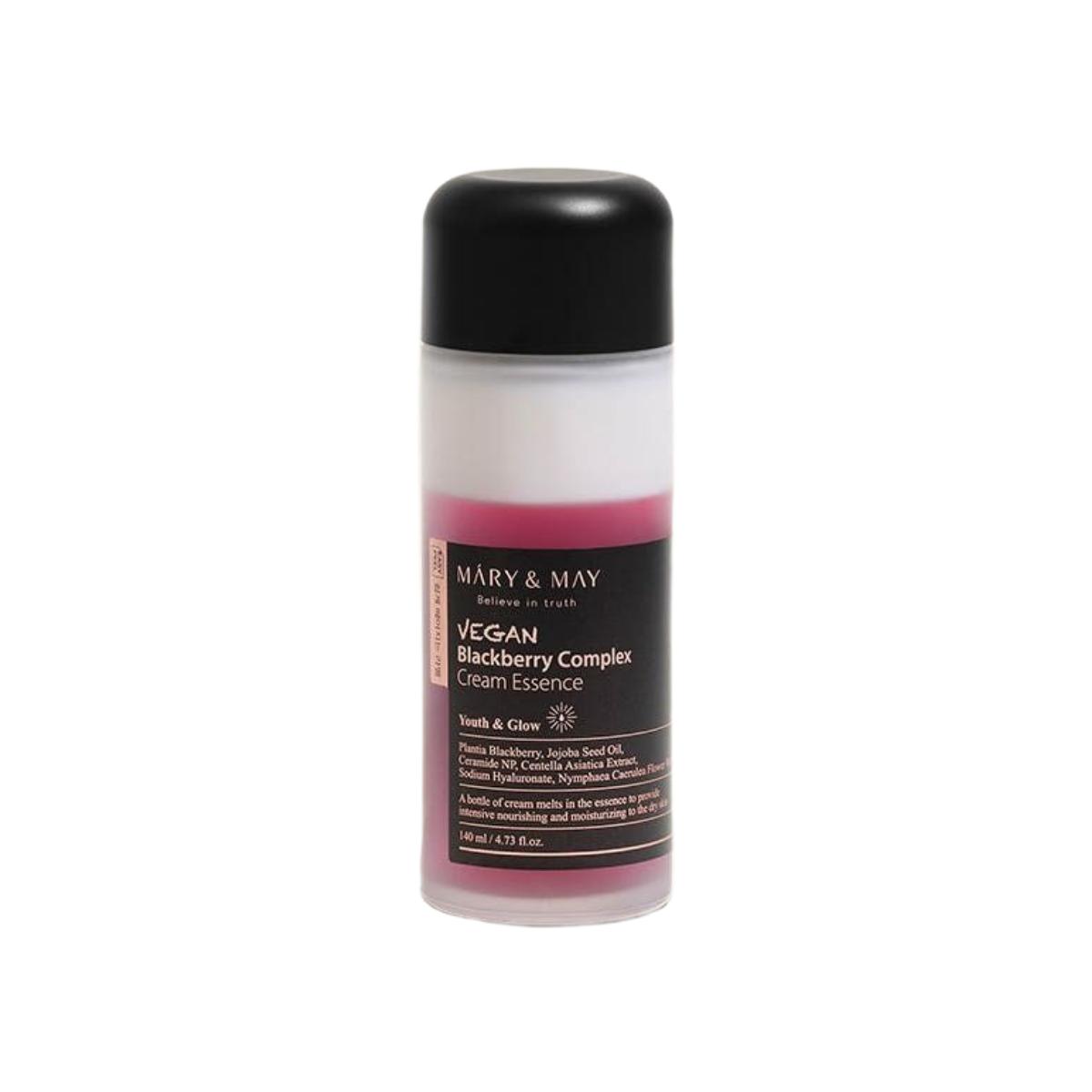 Mary&May Vegan Blackberry Complex Cream Essence 140ml (Intense Hydrating & Skin Barrier Strengthening Facial Milky Toner)