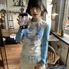 VAYLA Japanese Y2k Anime Print T-shirt Vintage 2000s Aesthetics Patchwork Top Fairycore Blue Long Sleeve T Shirt Lolita Kawaii