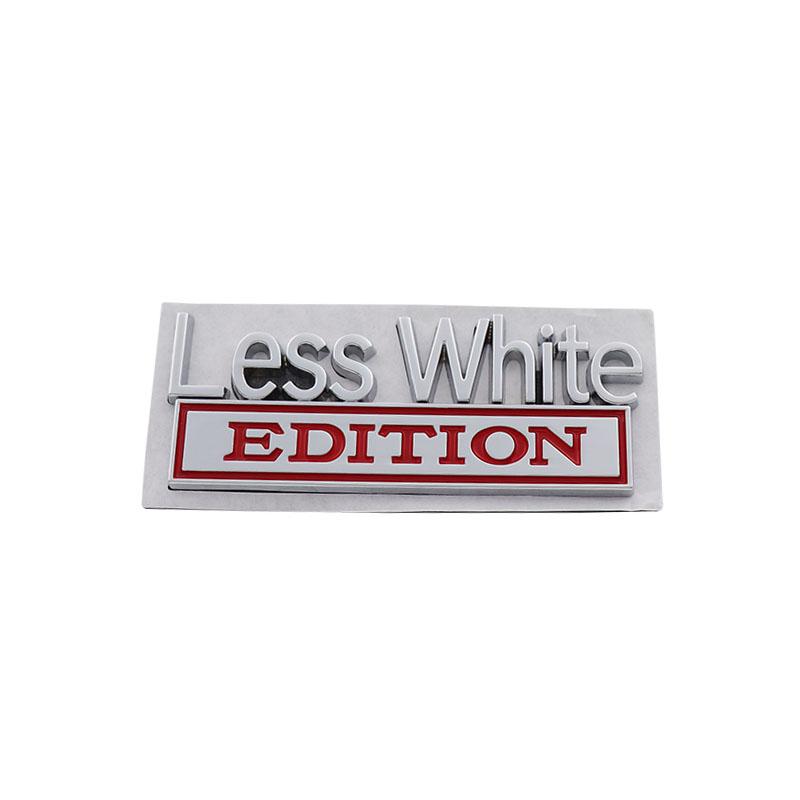 3D Premium Less White Edition for car Hood Fender trunk Rear Decal Emblem Badge Sticker