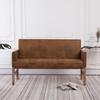 2 Seater Bench with Armrests 140 Cm Brown Faux Suede Finish