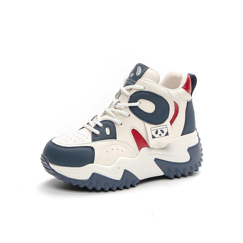 Black and white inner height increase platform dad shoes women's 2025 autumn new popping board versatile little white shoes casual fashion women's sho