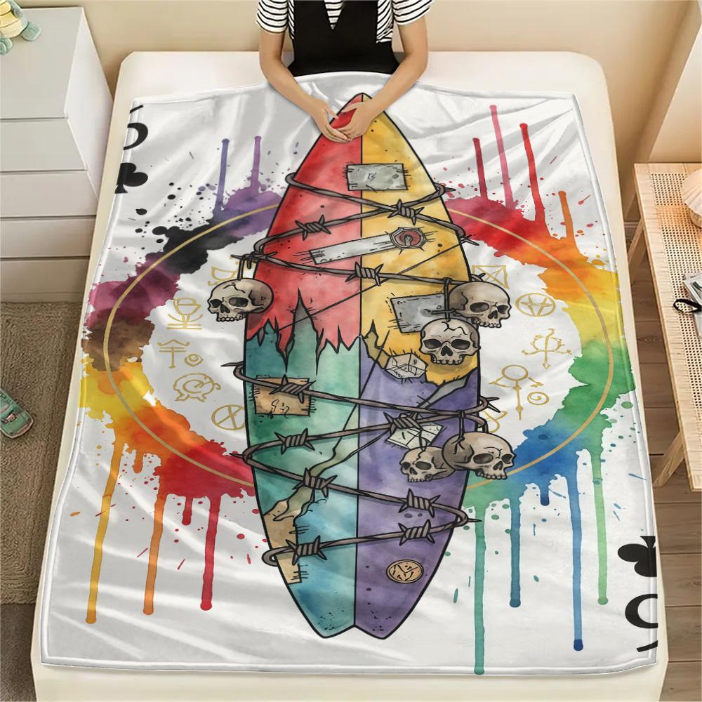 1PC Playing card style Print Flannel Blanket, High quality Comfortable for All Seasons, Home Decor, Warmth and Comfort
