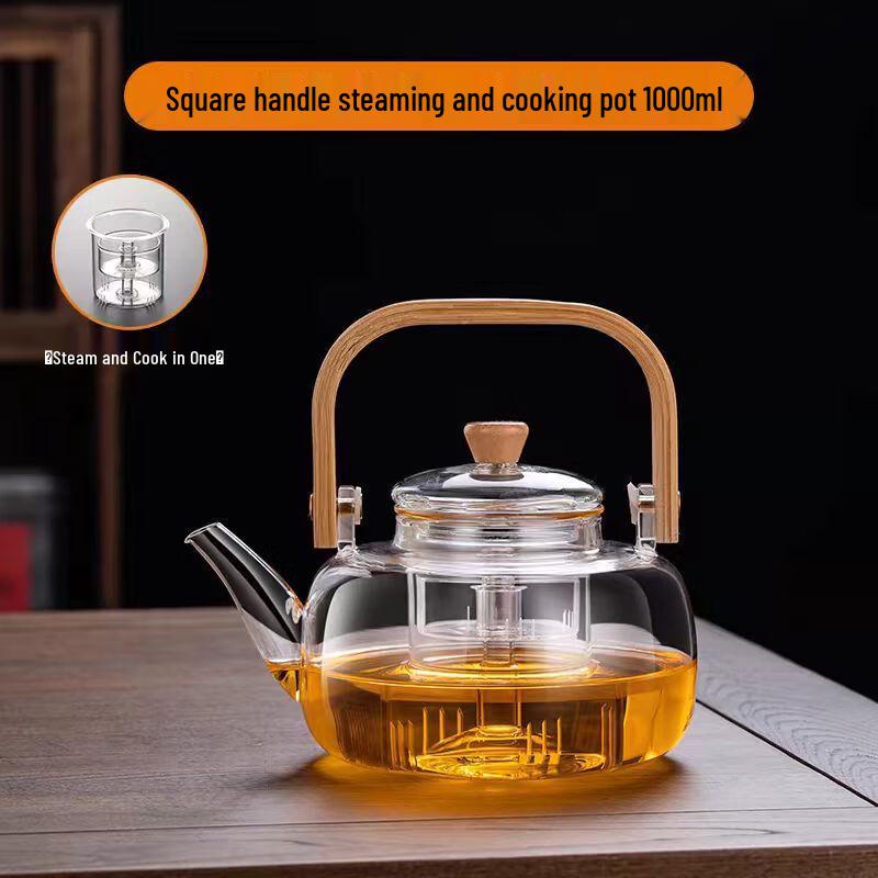 Shangqi 1000ml High Borosilicate Glass Steaming Teapot