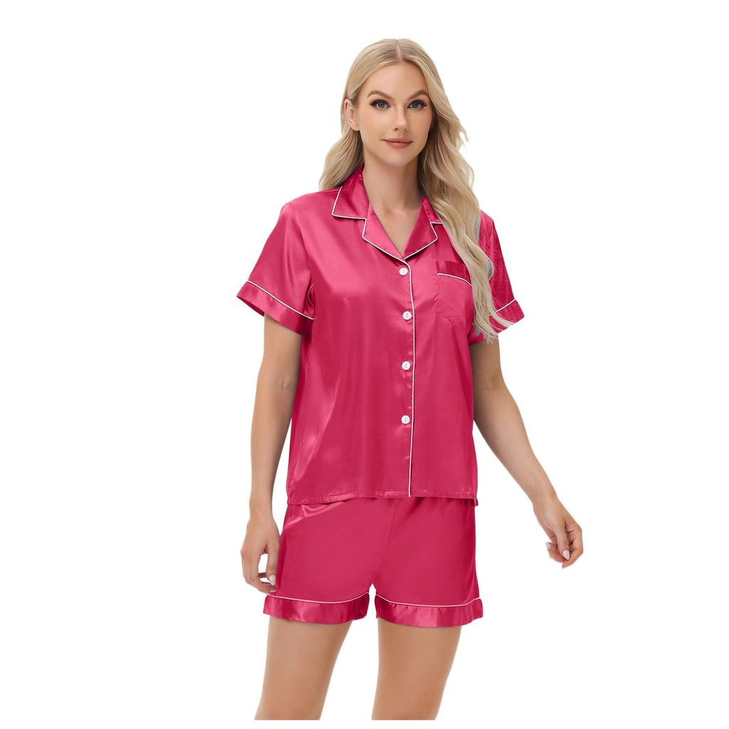 Ice Silk Pajamas Women's Long And Short Sleeves Satin Large Size Pajamas Home Clothes