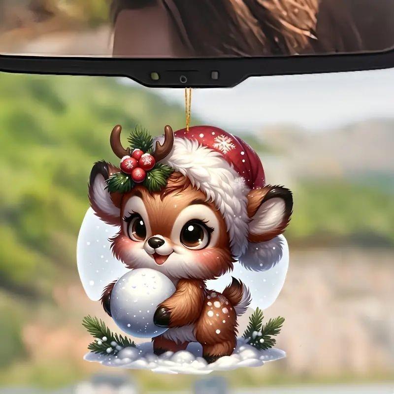 Pendant Reindeer Christmas With Acrylic Flat Surface For Car And Tree Decor