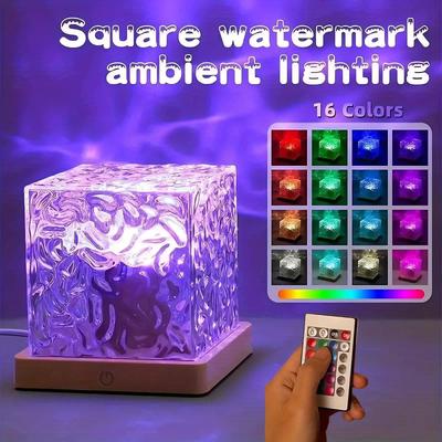 Ozeanwelle Aurora Projektor Licht Fernbedienung 16 Farben RGB Dimmbar Wasserwellen Flamme Kristalllampe für Wohnzimmer Arbeitszimmer Schlafzimmer
