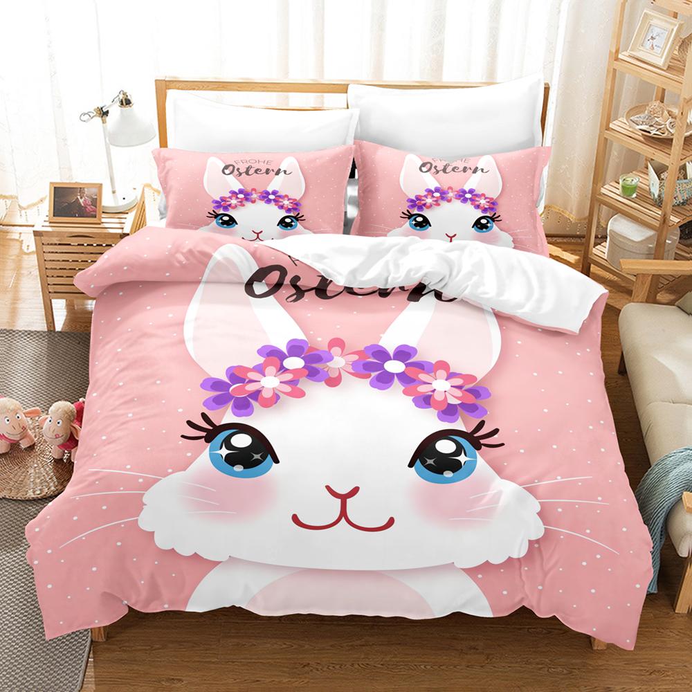 White Swan Bedding Sets Cartoon Animal Kid‘s Duvet Cover Boys Girls Cute King Quilt Cover Bedroom Bed Set Queen Bedding Set