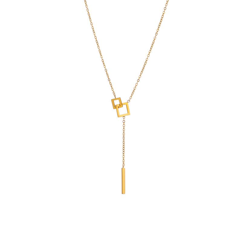 Goldene eckige Schnalle Lariat Halskette Y-Tropfen-Kettenhalskette für Damen Minimalistischer Modeschmuck