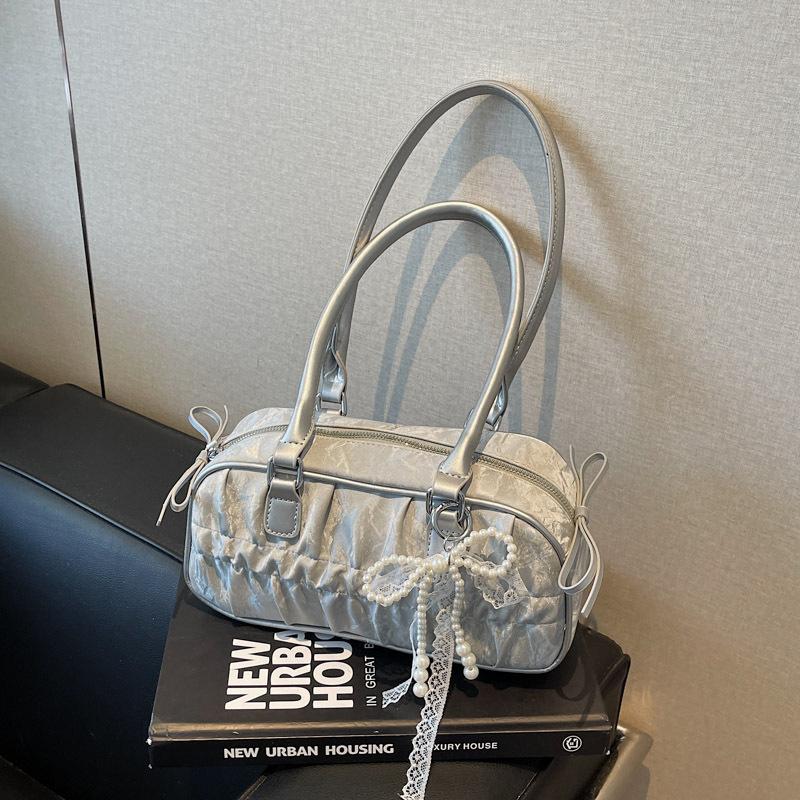 Bag Women's Underarm Commuter Bag 2025 Spring New Niche Folded Portable Bowling Bag Versatile Shoulder Bag