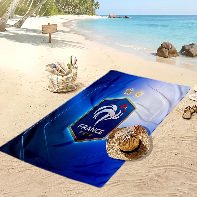 France Football Print Beach Towel Quick Dry Super Absorbent Soft Bath Towel for Swimming Beach Travel Fan Souvenir Gift