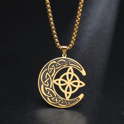 Teamer Halbmond Hexe Knoten Anhänger Halskette Für Frau Mann Vintage Wikinger Kelten Schmuck Valentinstagsgeschenk Neu