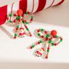 Fashion Colored Beaded Bow Hairball Earrings Creative Santa Pendant Christmas Earrings
