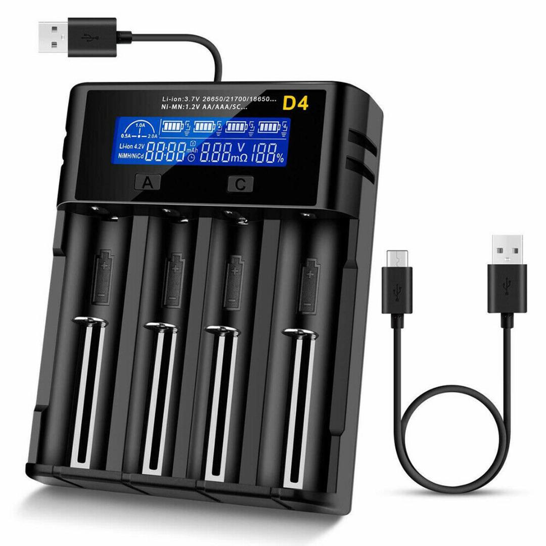 

PDTO USB LCD 4-слотовое интеллектуальное зарядное устройство для аккумуляторов 18650 21700 26650 AA AAA NiMh
