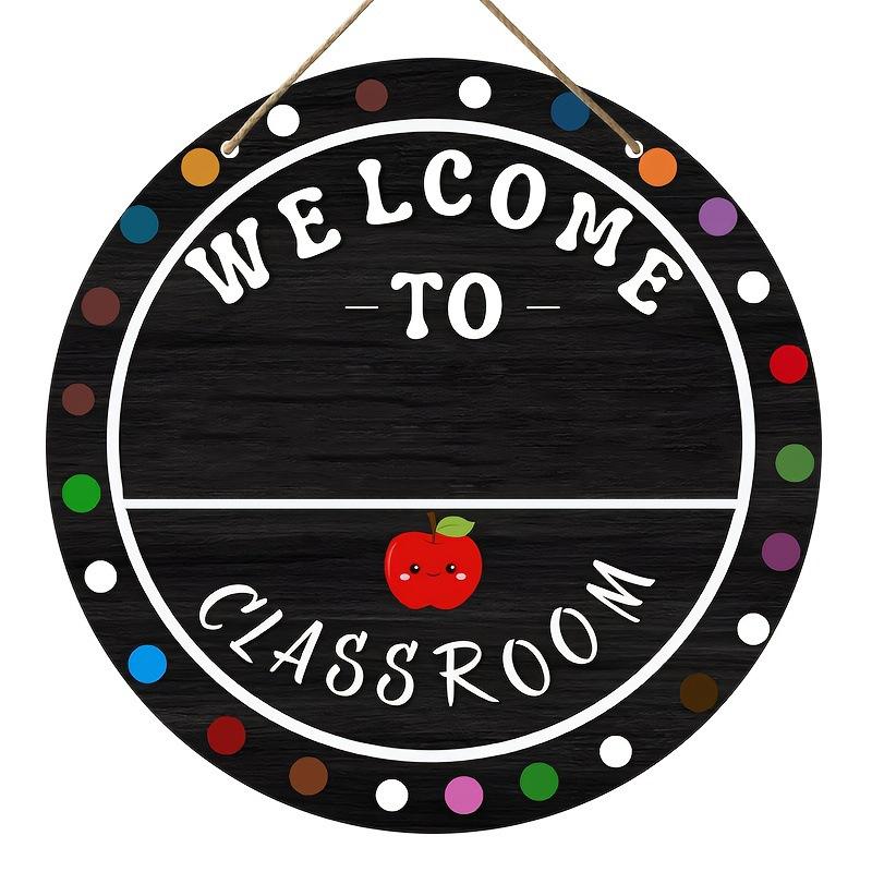 

2d Плоский 20*20см, Украшение к началу учебного года, Добро пожаловать в класс , Деревянный круглый креативный декоративный логотип, Креативное украшение, f 20*20cm