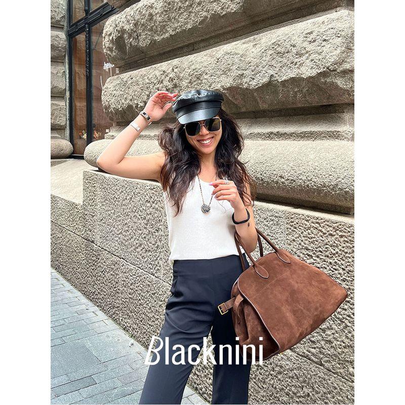 Blacknini Yin Huafu/Exquisite Wool Tencel Blended Two-Color Knitting Sleeveless Vest Bottoming Shirt