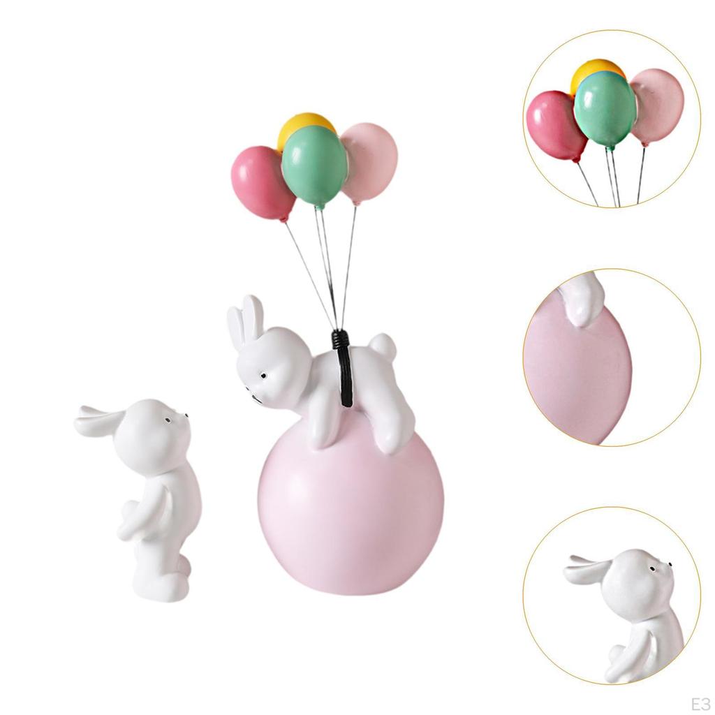 Balloon Bunny Figurine Flying Figure Funny Resin Tabletop Ornaments Sculpture Couple Statue