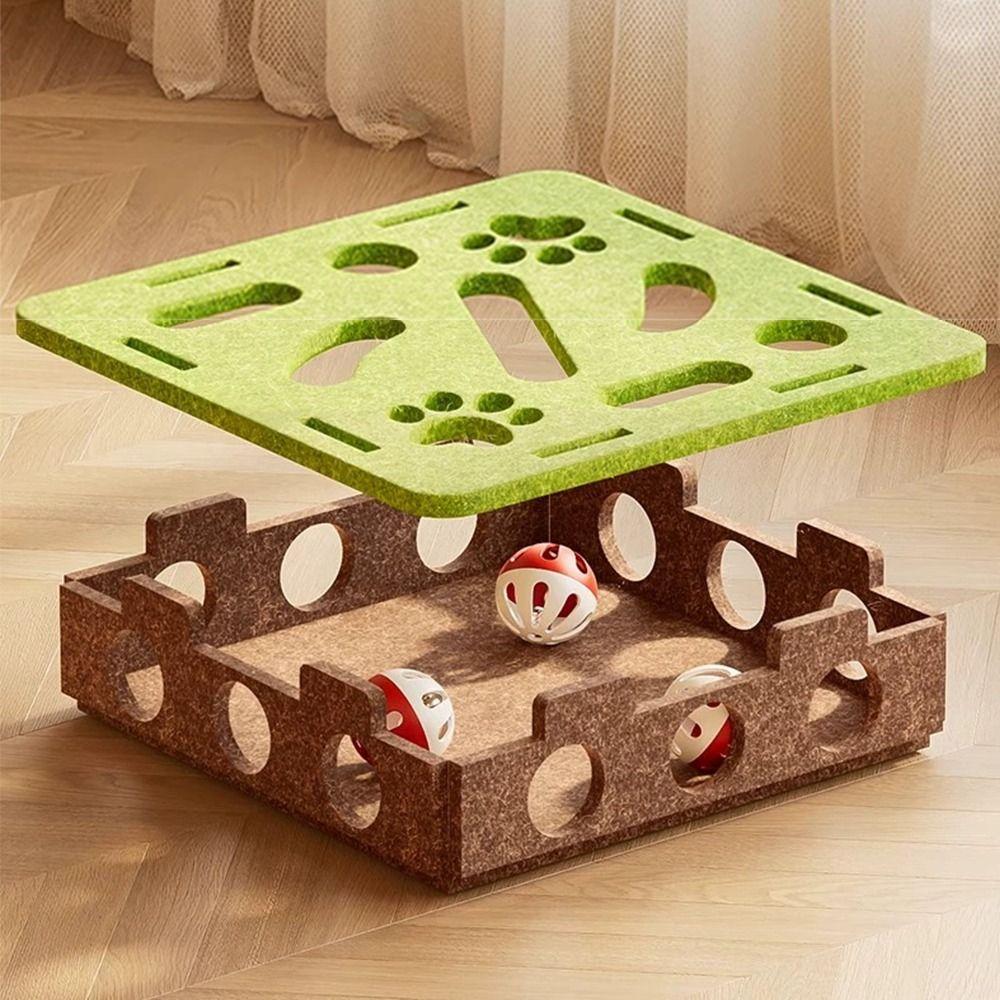Felt Pet Puzzle Track Toy Funny Kitten Track Ball Toy Durable Cat Teasing Box  Indoor Game
