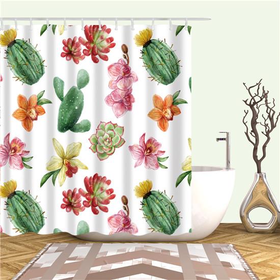 Tropical Cactus Plant Pineapple Shower Curtains Bathroom Curtain Cortina Ducha Frabic Waterproof Polyester Bath Curtain