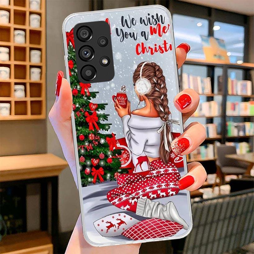 Christmas Girls Tree Gift Phone Case For Samsung Galaxy A17 A37 A57 A16 A26 A36 A56 A15 A25 A35 A55 A14 A24 A34 A54 A13 A23 A33