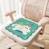 2pcs Cartoon Biscuit Ice Silk Cooling Cushion Breathable Chair Mat For Desk Dining Seat