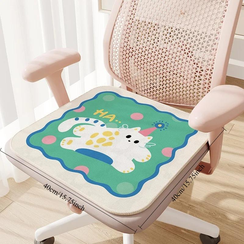 2pcs Cartoon Biscuit Ice Silk Cooling Cushion Breathable Chair Mat For Desk Dining Seat