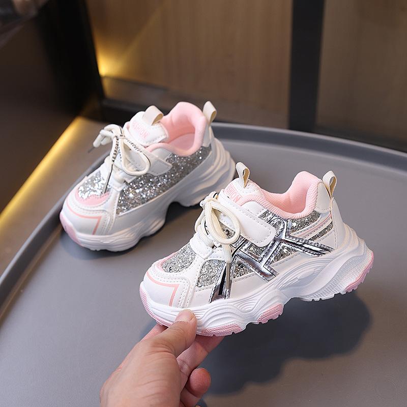 Children's sneakers 2025 spring and autumn baby girl shoes boys solid sole running shoes girls soft sole dad shoes tide