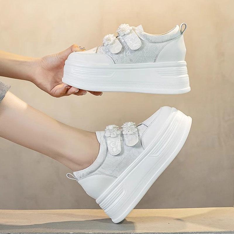 Inner height increase Velcro women's spring new casual single shoes muffin platform retro new Chinese style women's shoes