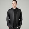 Autumn new men's leather jacket business casual leather top middle-aged father sheepskin stand-up collar jacket
