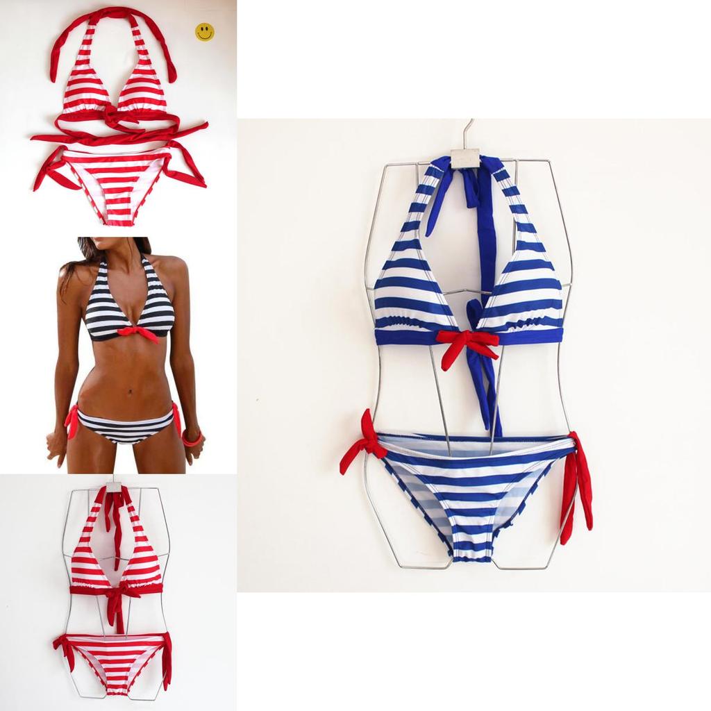 Stylowy Pasiasty Damski Kostium Kąpielowy Seksowny Zestaw Bikini Idealny Na Letnie Przygody
