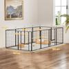 12-Panel Modular Dog Playpen, 68x1.5x80cm, Black Steel, with Entrance Door