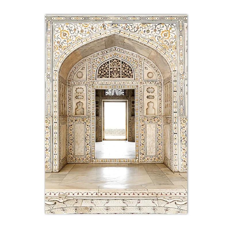 

Марокканская дверь Бохо Арабский Исламская архитектура Плакаты и принты Мечеть Картина на холсте Настенная картина Гостиная Домашний декор 40x60cm No Framed