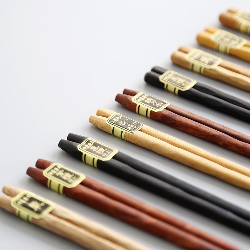 5 Pairs Japanese Wooden Chopsticks Set - Five Colors, Pointed Tip, Gift Box
