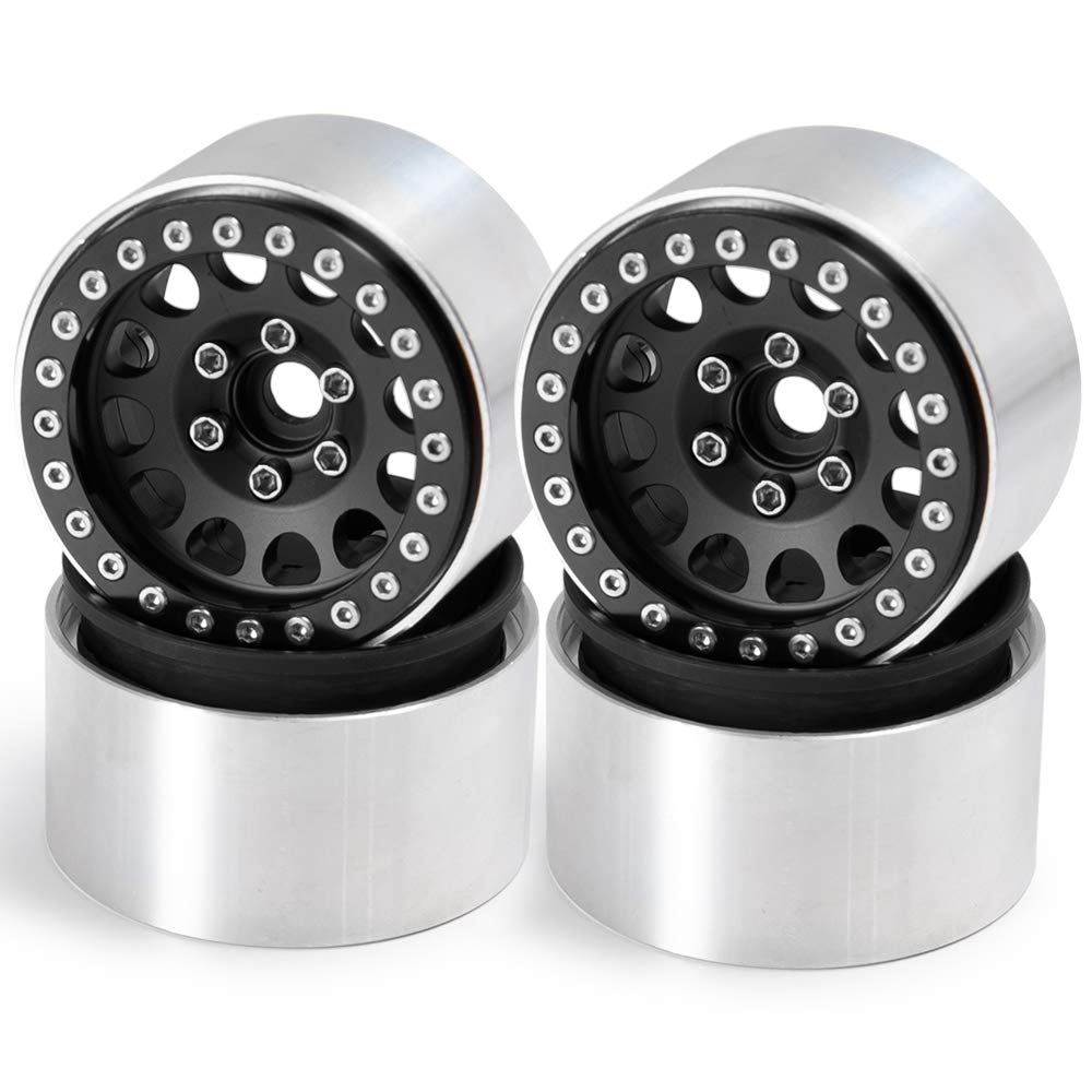 RC Car Inch Internal Beadlock Wheels Widened 35mm Internal Beadlock Wheels Hub for AXIAL SCX10 RC Crawler 1 4 1.9 No. (Black, Pieces)