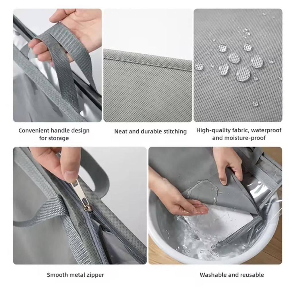 1PC bag dust bag, wardrobe hanging luxury storage bag, PVC transparent waterproof hanging bag, beige