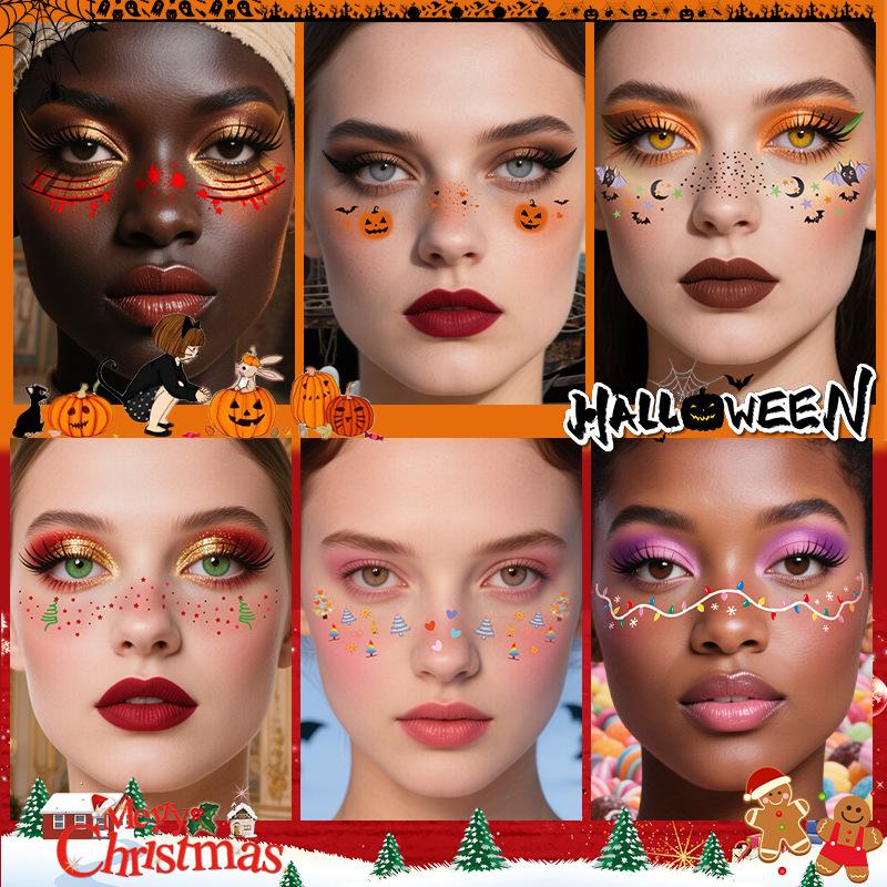 Christmas Face Sticker Temporary Freckle Tattoo Sticker Waterproof Makeup Sticker Halloween Tattoo