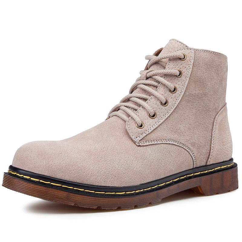 Fashion Brown Suede Boots for Men Classic Leisure Cowboy Boots Men Fur Warm Mens Leather Ankle Boots Plus Size 48 Bota Masculina