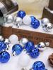 Christmas Balls Ornaments 30Pc Blue Silver Christmas Tree Decorations Santa Tree 30Mm Hanging Ball For Xmas  New Year Party