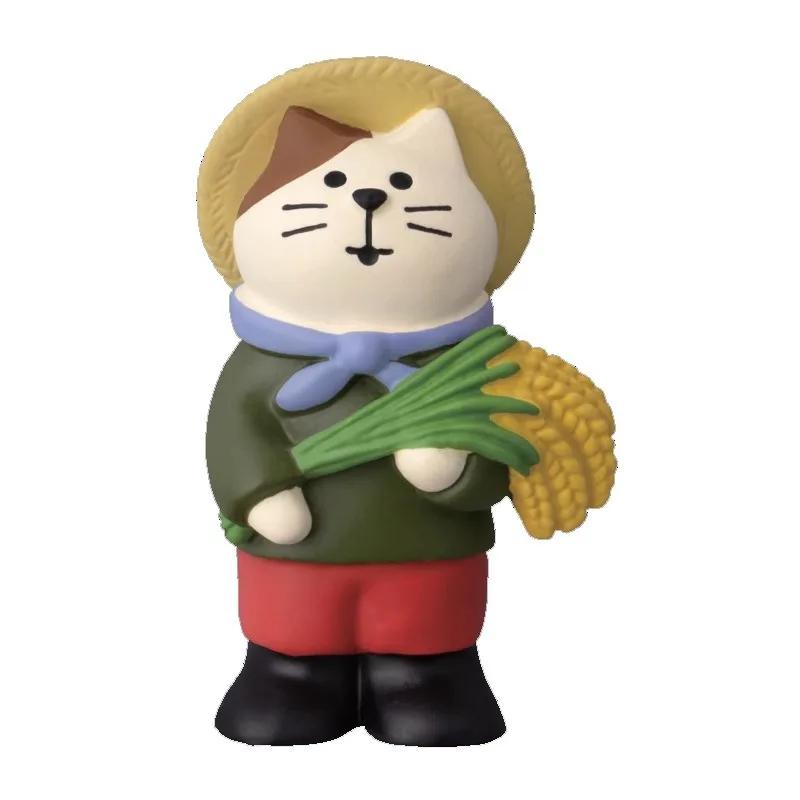 1pc Japanese Harvest Season Scene Decoration ZAKKA Fashion Play Gift Scarecrow Cat Toy DIY Resin Craft Small Decoration