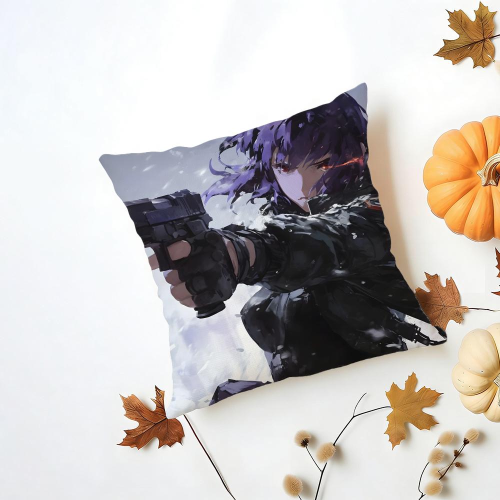 GGhost in the Shell Cushion Cover Washable Linen Pillowcase Soft for Daily Sofa Bed Home Room Decor