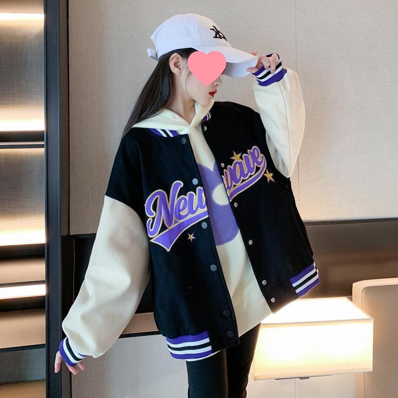 

Кардиган для девочки в корейском стиле: Модная куртка с цветными блоками и надписью на весну/осень 2024 160 cm