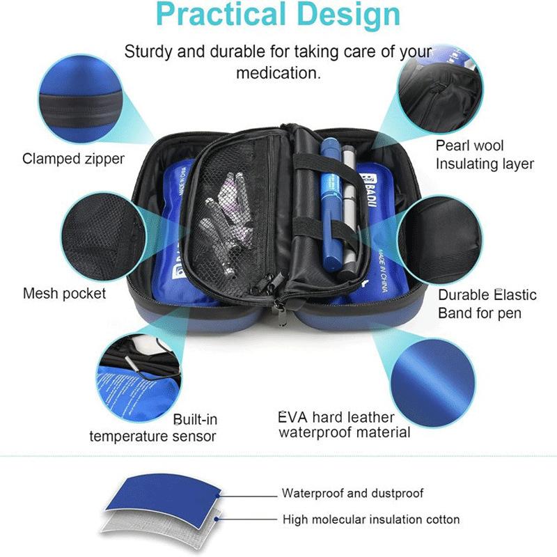 Insulin Cooler Travel Case Mini Insulin Cooler Bag Heat Insulation Temperature Display Medicine Diabetic Supplies Travel Case
