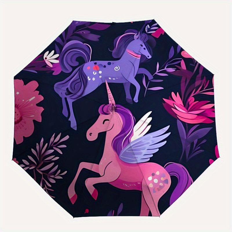 1pc Unicorn Fantasy Pattern Automatic Opening/closing umbrella, Reinforced 8-Rib Construction, Compact Travel Umbrella yy250808150
