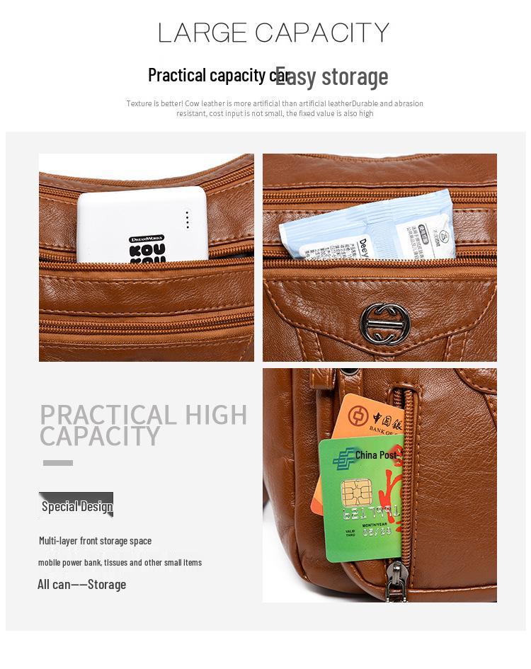 Versatile Leather Crossbody Shoulder Bag for Women - Large Capacity, Ideal for Commuting and Outings