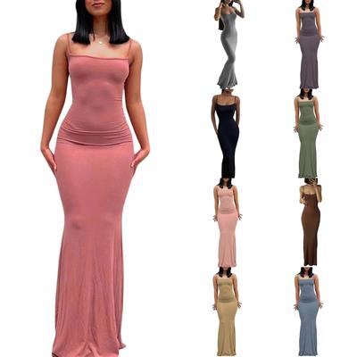 2022 Peach Pure Desire Slimming Spaghetti Strap Fishtail Dress