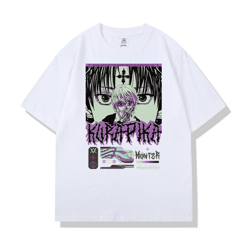 Full-time Hunter Short-sleeved T-shirt Men's Retro Anime Peripheral Kura Pickup Printed T-shirt Summer Cotton Top Tide