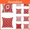 Elegant Red Geometric Wave Cushion Cover With Cotton Linen Material And Invisible Zipper
