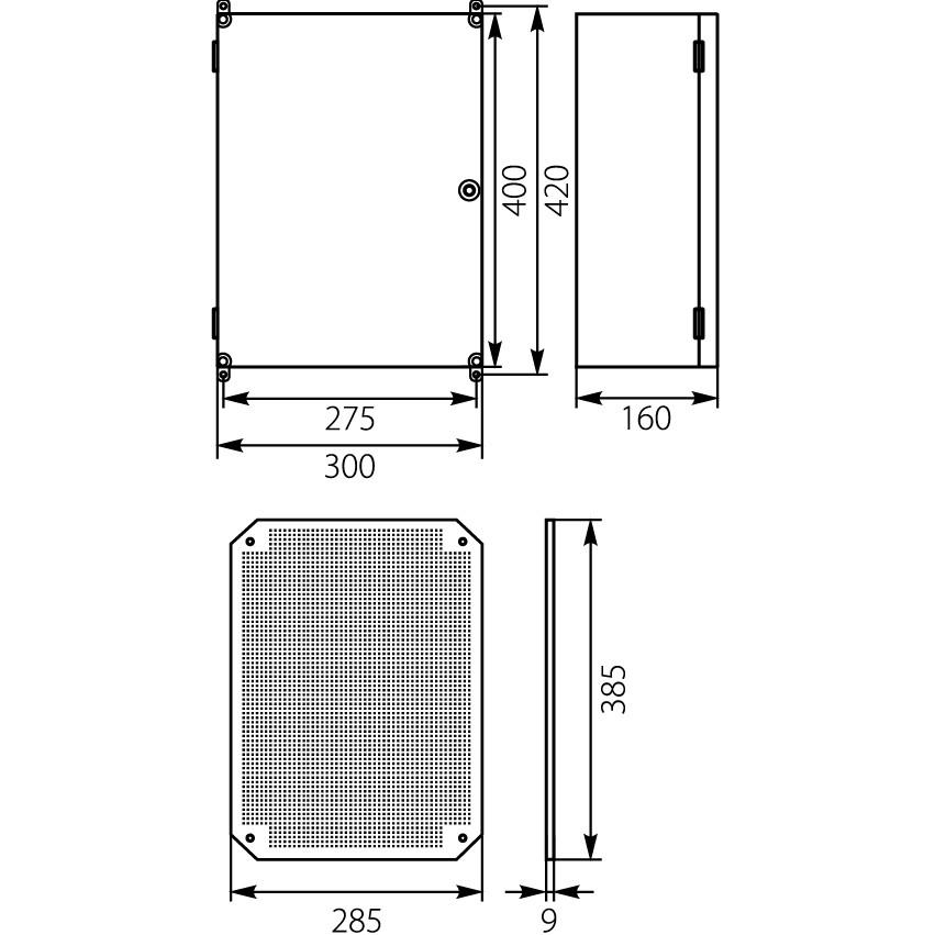 Surface-mounted distribution board housing UNIbox 400x300 Uni-1/T IP65 IK07