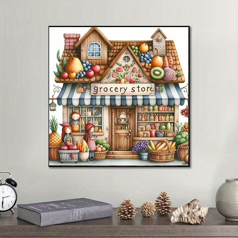 5D Artificial Diamond Landscape Decorative Home Painting Childlike Retro Decorative Painting DIY Diamond Art Embroidery Kit