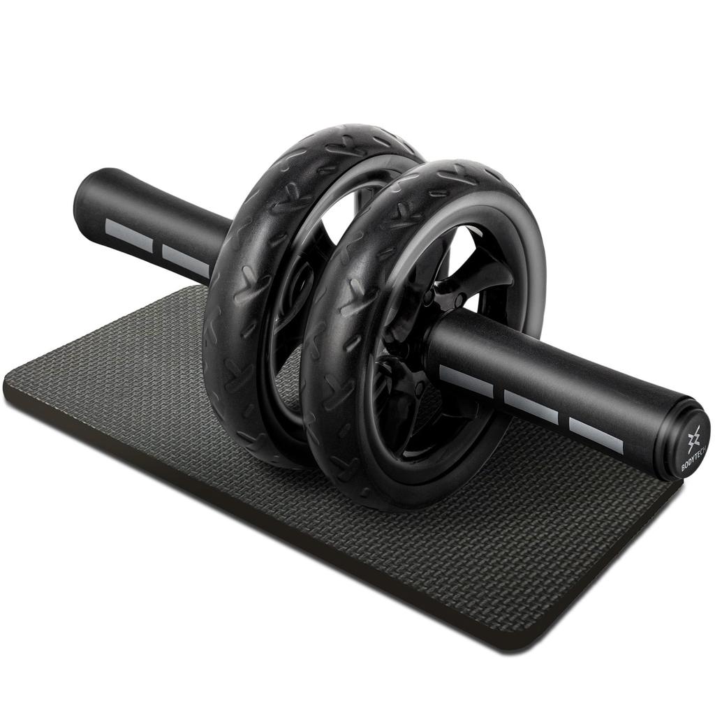 Bodytech Abdominal Roller with Mat Double Roller Ab Wheel Core Training for Home Workouts - Beginner-friendly - Quiet, Compact,